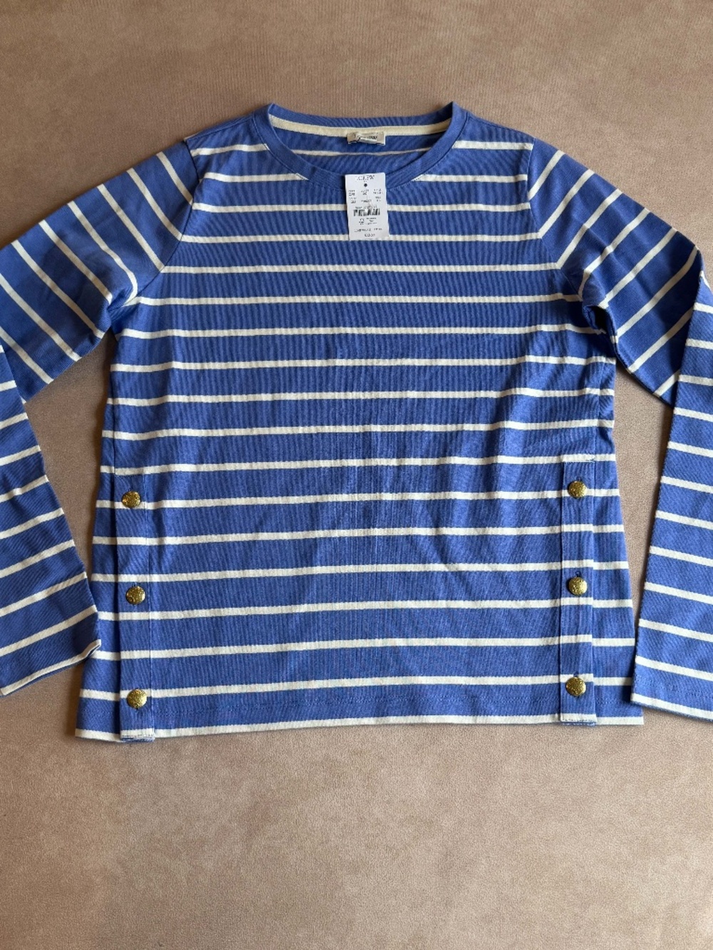 J. Crew Factory Striped long-sleeve side-button top • size XS • NWT • CG041